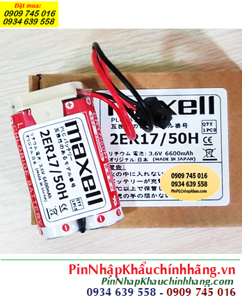 Maxell 2ER17/50H (Zắc đen 2holes, Mũ chụp); Pin nuôi nguồn Maxell 2ER17/50H lithium 3.6v 6600mAh, Xuất xứ NHẬT